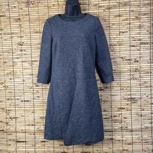 PESERICO Gray Wool Dress Long sleeve Size 40 US 8 Career Old Money Timeless Chic